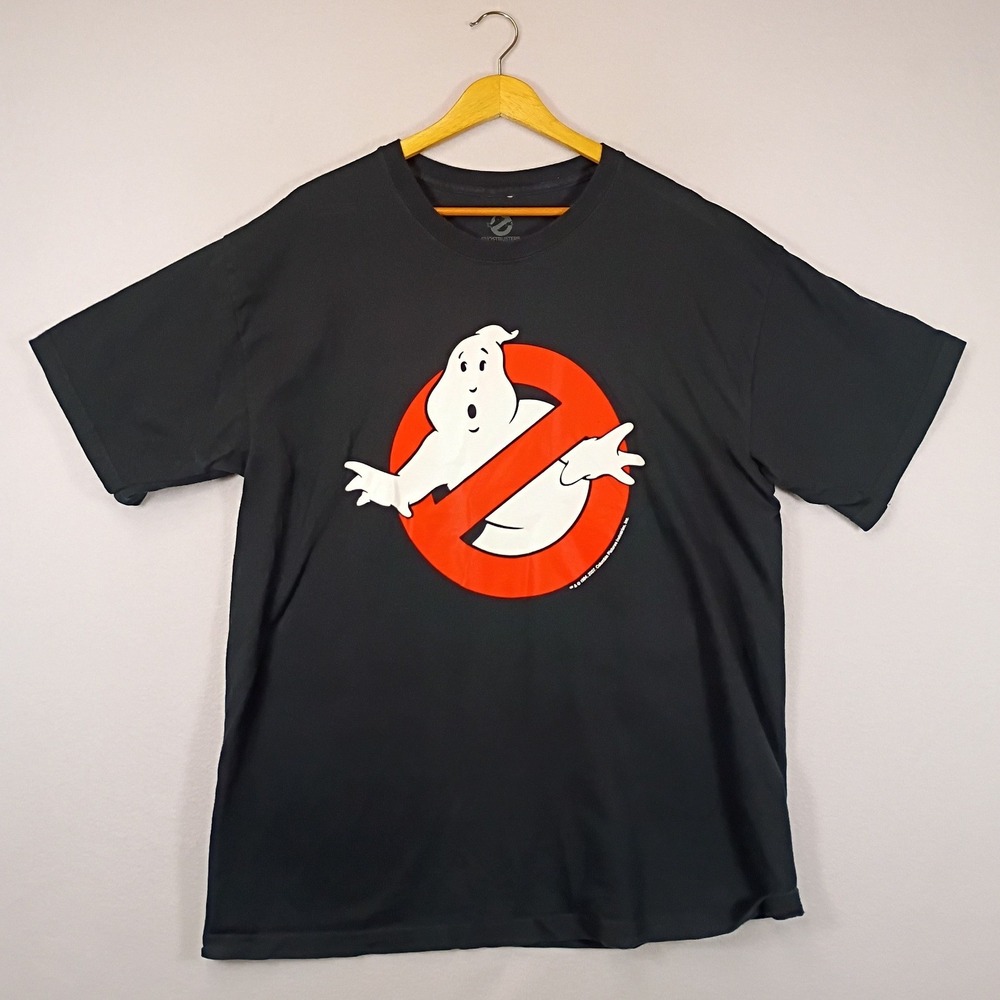 Retro Movie Ghostbusters Mens Large Black Short Sleeve Graphic Logo T-Shirt